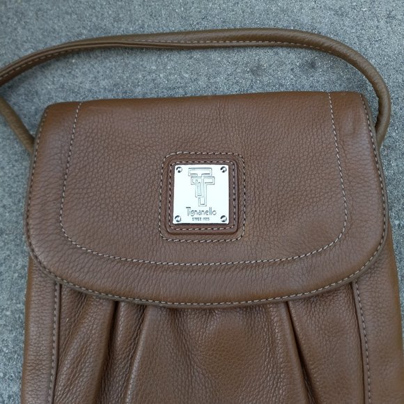 Leather Crossbody Shoulder Bag/Purse Cognac Tan Brown Chestnut Dark Camel 90s70s - Picture 4 of 16